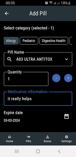 MyPillBox: Managing Medication Screen 3