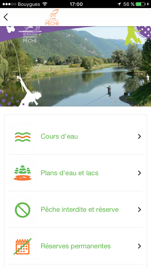 Android application Pêche31 screenshort