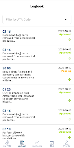 CCAA Logbooks Screen 2