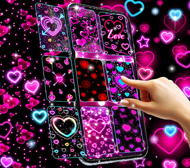 Neon hearts live wallpaper by HD Wallpaper themes - (Android Apps) — AppAgg