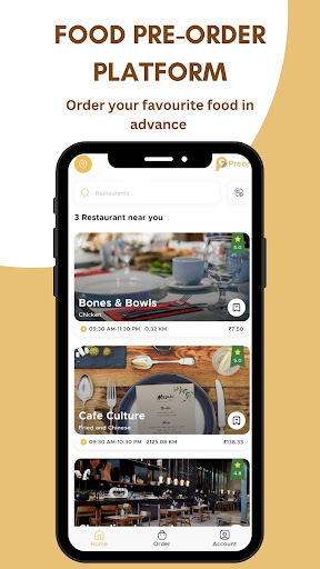Android application Preor Food Pre-order Platform screenshort
