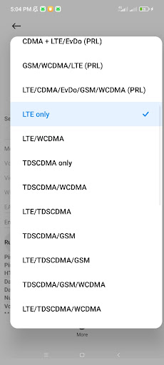 4G LTE Mode Screen 3