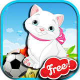 Funny soccer cat for kids icon