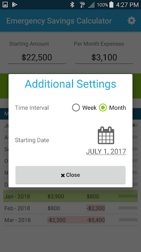 Emergency Savings Calculator Screen 2