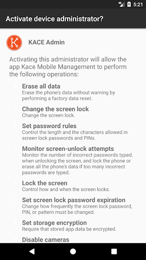 KACE MDM Agent Screen 2