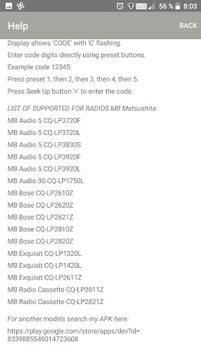 RADIO CODE for AUDIO 5 CC Screen 3