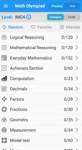 Android application Math Olympiad screenshort