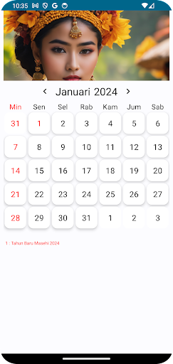 Android application Kalender Indonesia screenshort