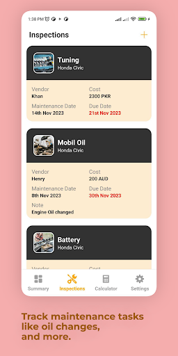 Car Maintenance Tracking Screen 2