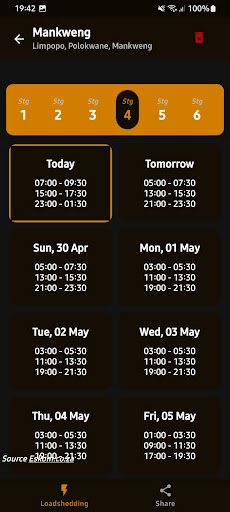 Loadshedding App - Eskom Screen 3
