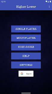 Higher Lower Card Game Screenshot