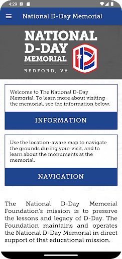 Android application National D-Day Memorial screenshort