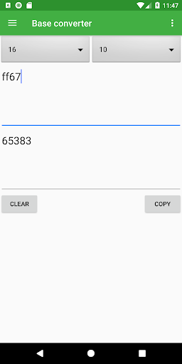 Android application Base converter screenshort