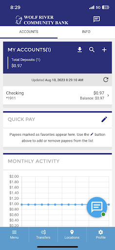 Wolf River Mobile Banking Screen 2