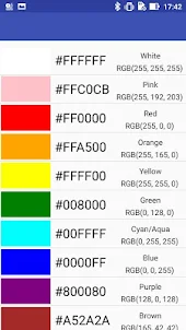 Color Codes & Color Chart col