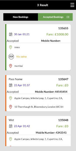 TBMS Driver dispatch software Screen 3