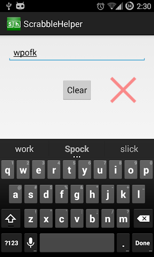 ScrabbleHelper Screen 2