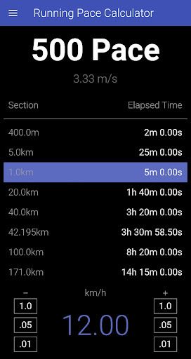 Android application Running Pace Calculator screenshort