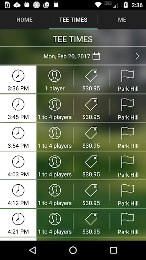Park Hill Golf Tee Times Screen 3