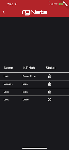 rXg IoT Lock/Thermostat Viewer Screen 3