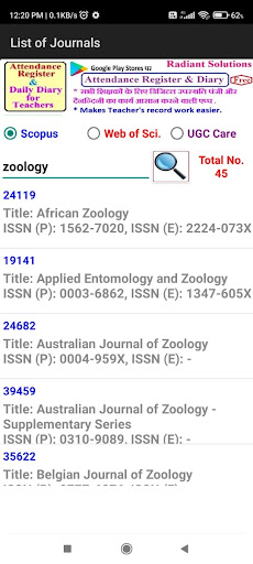 Research Journal List Screen 3