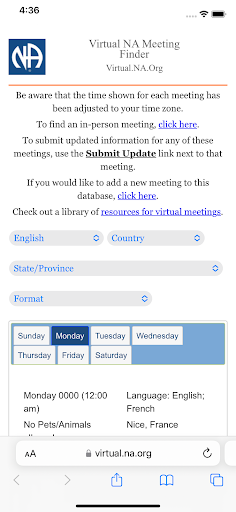 NA Meeting Search Screen 3