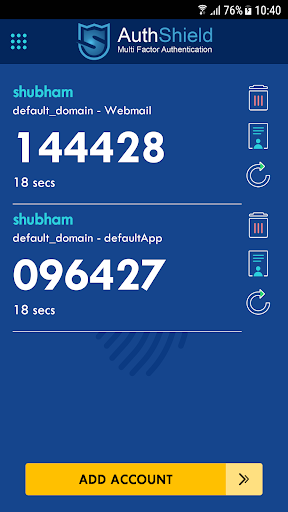 Android application AuthShield screenshort