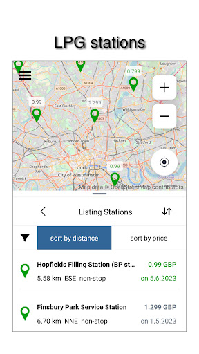 Android application myLPG.eu screenshort