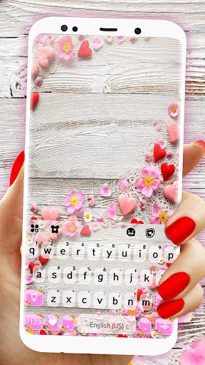 Android application Wooden Flower Hearts Theme screenshort