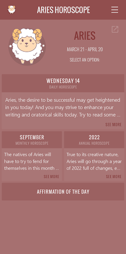 Aries Horoscope Screen 2