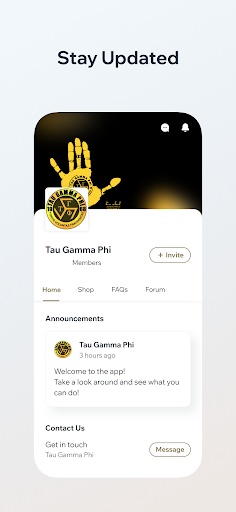 Tau Gamma Members Portal Screen 2