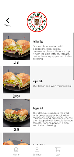 Bennys Pizza Screen 3