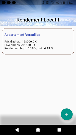 Android application Calcul d'un rendement locatif screenshort