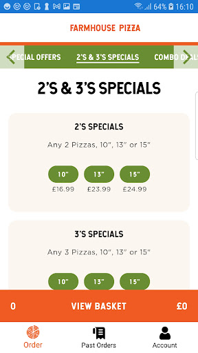 Android application Farmhouse Pizza screenshort