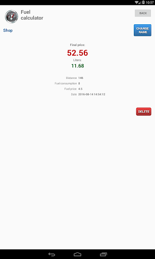 Fuel calculator Screen 3