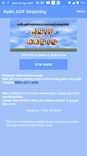 Android application Radio ADIF Streaming screenshort