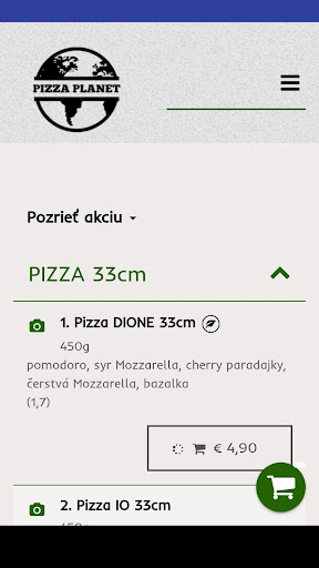 Android application Pizza Planet screenshort