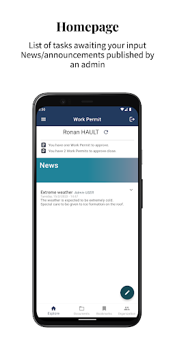Android application Work Permit screenshort