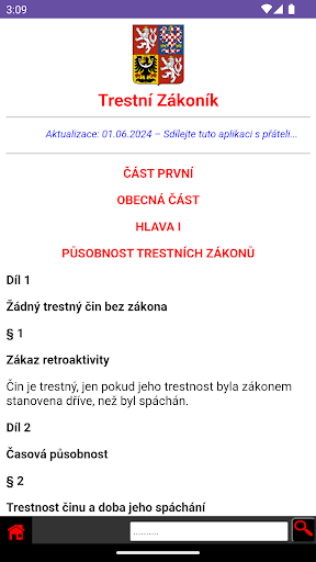 Android application Trestní Zákoník screenshort
