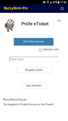 Android application EarlyBirdTix eTicket Scanner screenshort