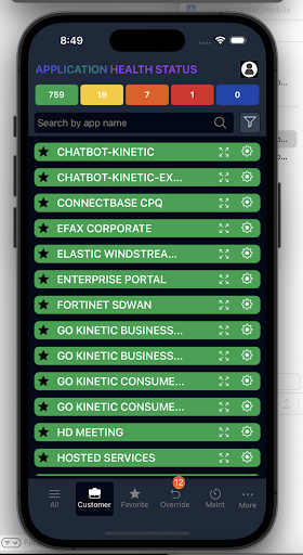 Screenshot of Application Health