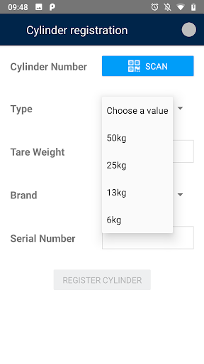 PayGo Cylinder Registration Ap Screen 3
