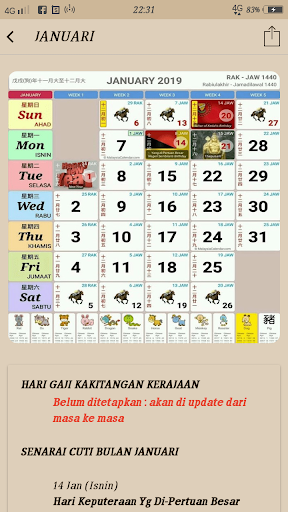 malaysia calender 2019