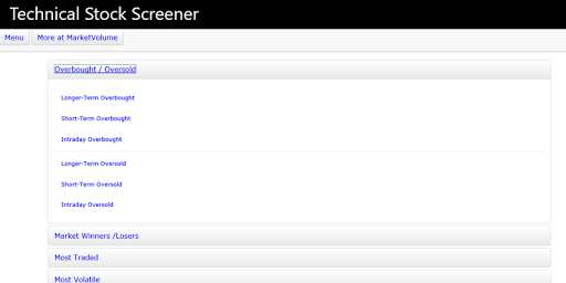 Android application Technical Stock Screener screenshort