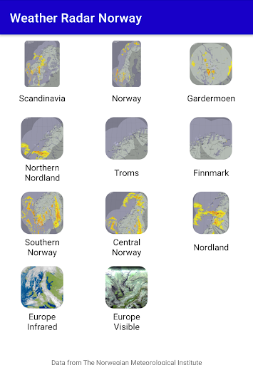 Android application Weather radar Norway screenshort