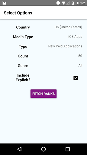 Android application Ranks from Apple RSS feeds screenshort