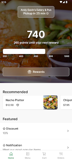 Android application Andy Gavin's Eatery & Pub screenshort