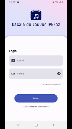 Android application Escala do Louvor IPBFoz screenshort