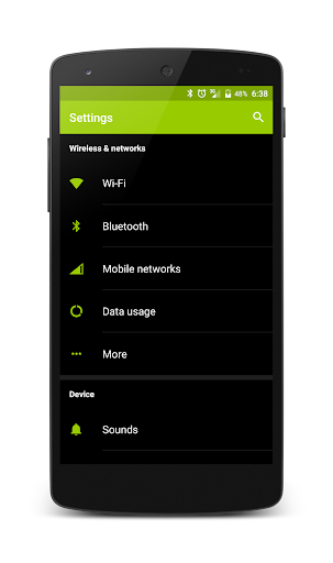 Android application Dark Holo Green CM12 Theme screenshort