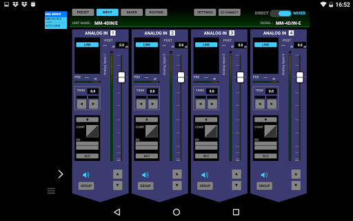 Android application TASCAM DCP CONNECT screenshort
